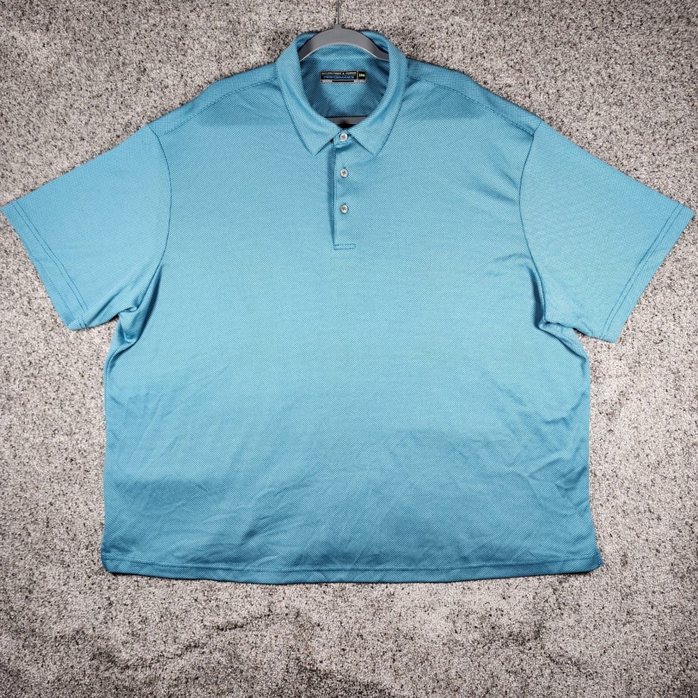 Roundtree & Yorke Polo Shirt Mens 3XB Blue Performance Textured Excellent